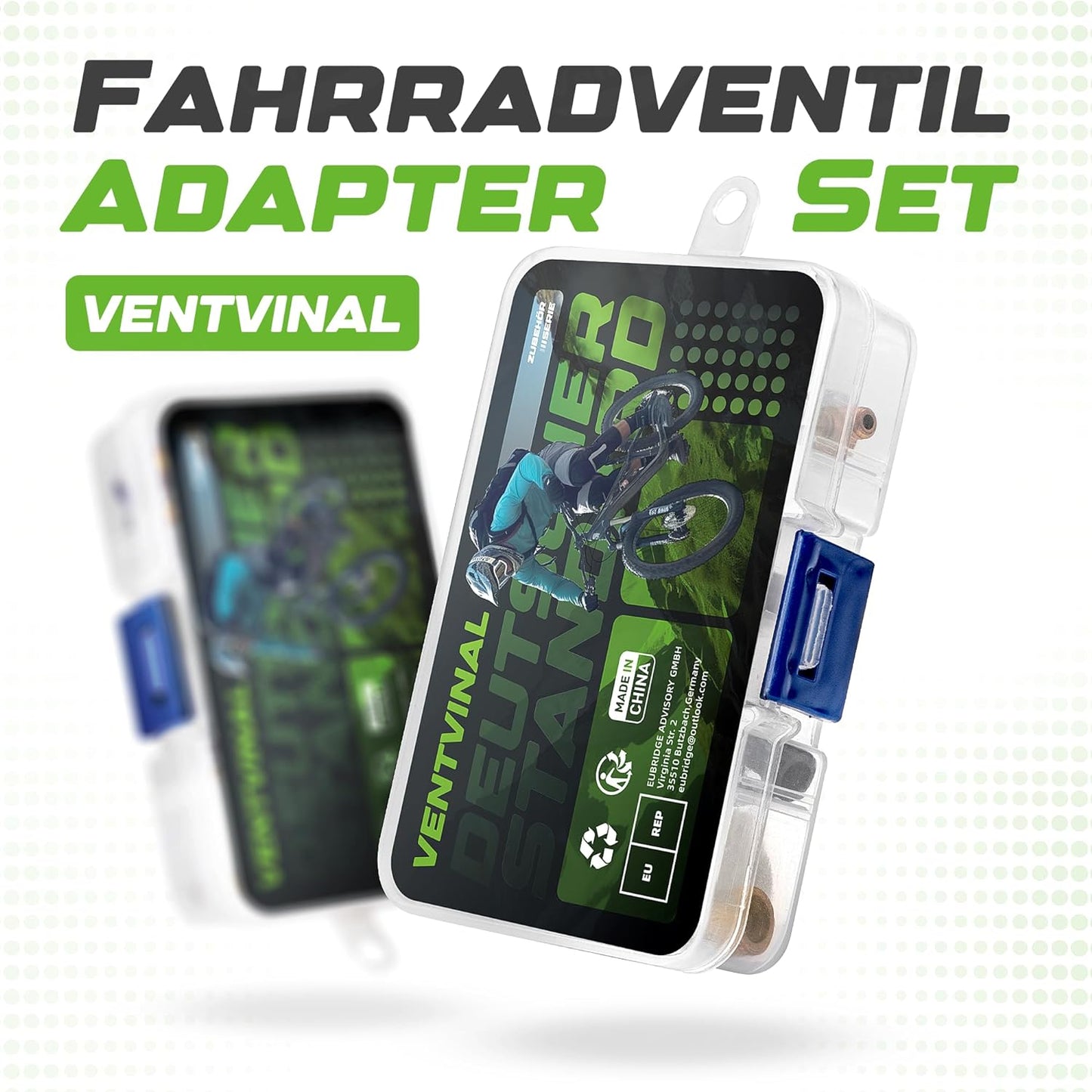 Fahrradventil Adapter Set,Alle Fahrradventil Adapter,Französisches Ventil Adapter und Autoventil Adapter,Mit Formatbox,Luftpumpe,Kugelnadel und Kompressorventiladapter