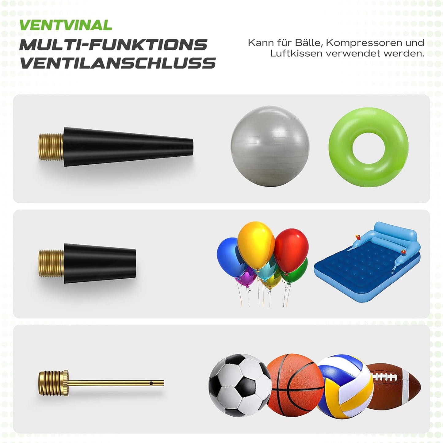 Fahrradventil Adapter Set,Alle Fahrradventil Adapter,Französisches Ventil Adapter und Autoventil Adapter,Mit Formatbox,Luftpumpe,Kugelnadel und Kompressorventiladapter