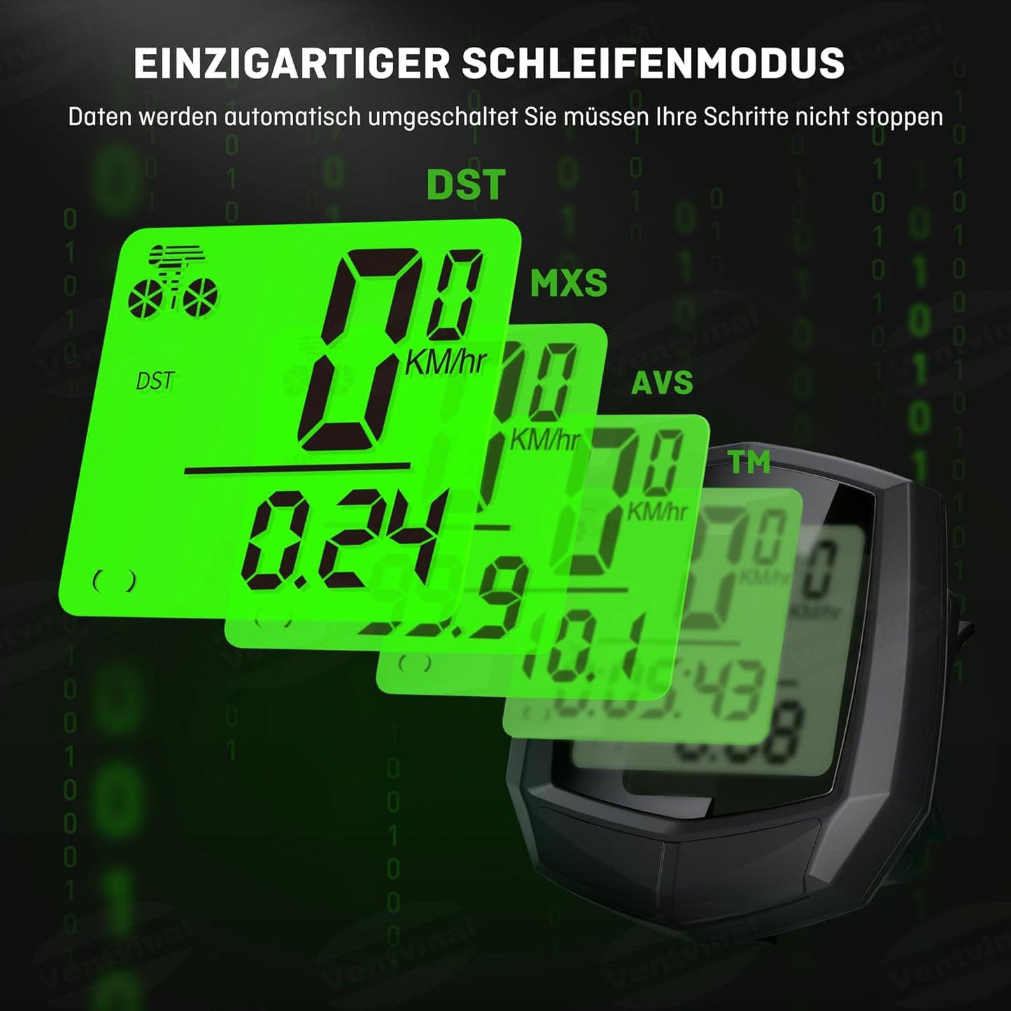 Fahrradcomputer Kabellos,Multifunktional Fur Wasserdicht Fahrradtacho Kabellos,Cycle Mode,Hintergrundbeleuchtung,Automatische Speicherung,Fahrrad Tacho Kinder,Hochauflösender Bildschirm