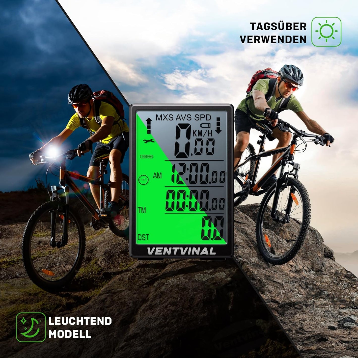 Fahrradcomputer Kabellos,Multifunktional Fur Wasserdicht Fahrradtacho Kabellos,Cycle Mode,Hintergrundbeleuchtung,Automatische Speicherung,Fahrrad Tacho Kinder,Hochauflösender Bildschirm