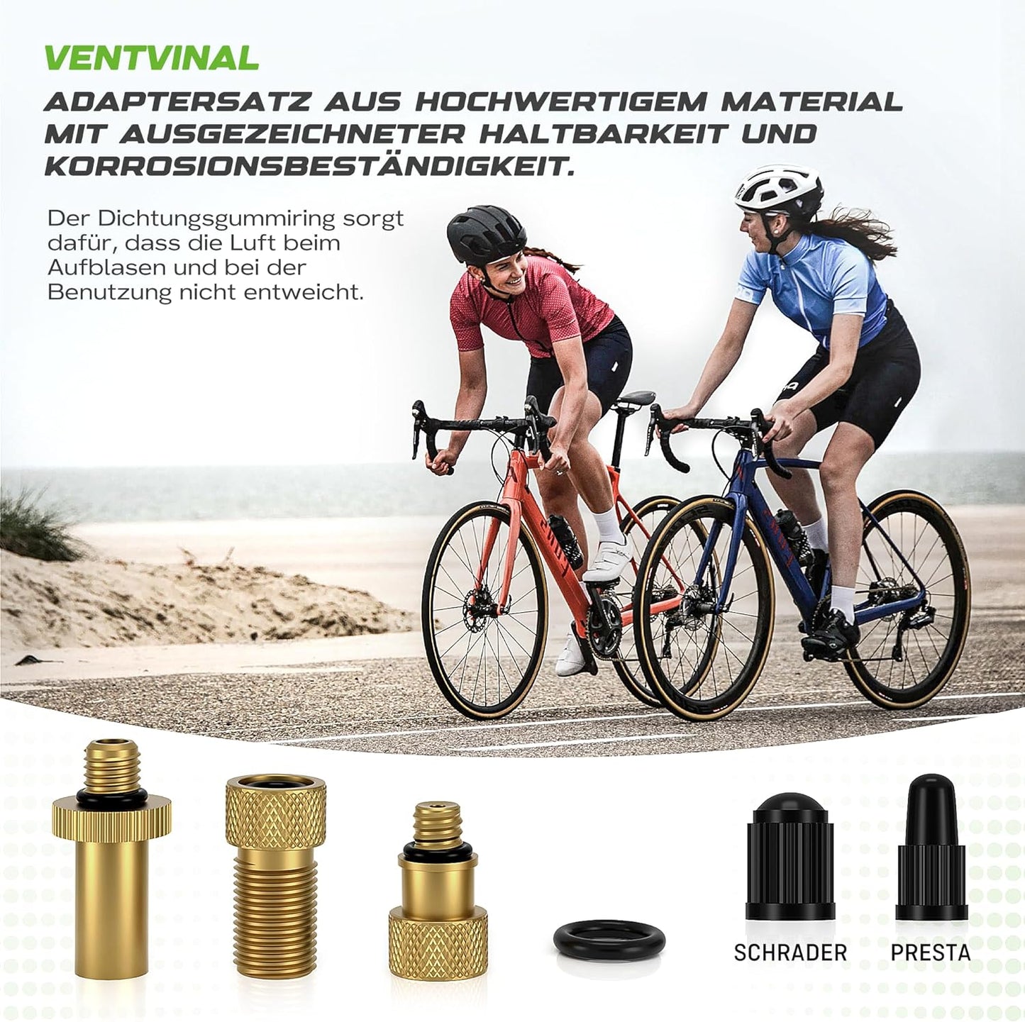 Fahrradventil Adapter Set,Alle Fahrradventil Adapter,Französisches Ventil Adapter und Autoventil Adapter,Mit Formatbox,Luftpumpe,Kugelnadel und Kompressorventiladapter