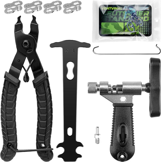 Ventvinal Fahrrad Werkzeug,Fahrradkette Reparatur Set 2.0 mit Kettennieter Fahrrad und kettenschloss zange,kettenlehre Fahrrad,4 Paar Fahrradketten Nieten für 6-12 Fach Fahrradkette Werkzeug